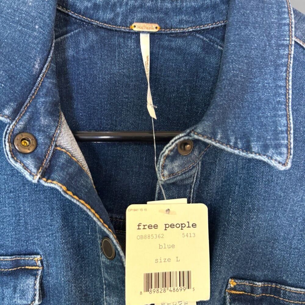 NWT Free People Dynomite Denim Dress Size Large Retro 1970's Western Boho - Picture 6 of 6